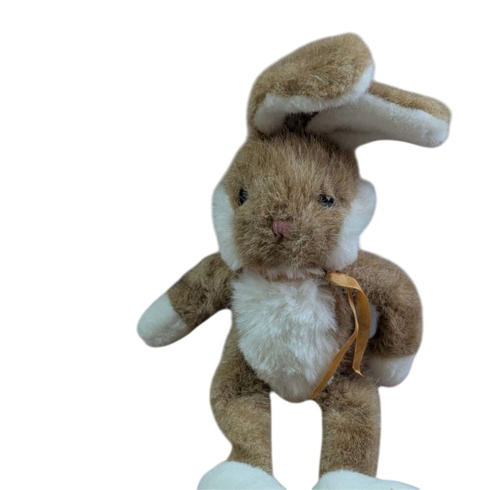 Vintage Prestige 1989 Plush Rabbit‎ Brown & White With Ribbon 16" Soft Toy